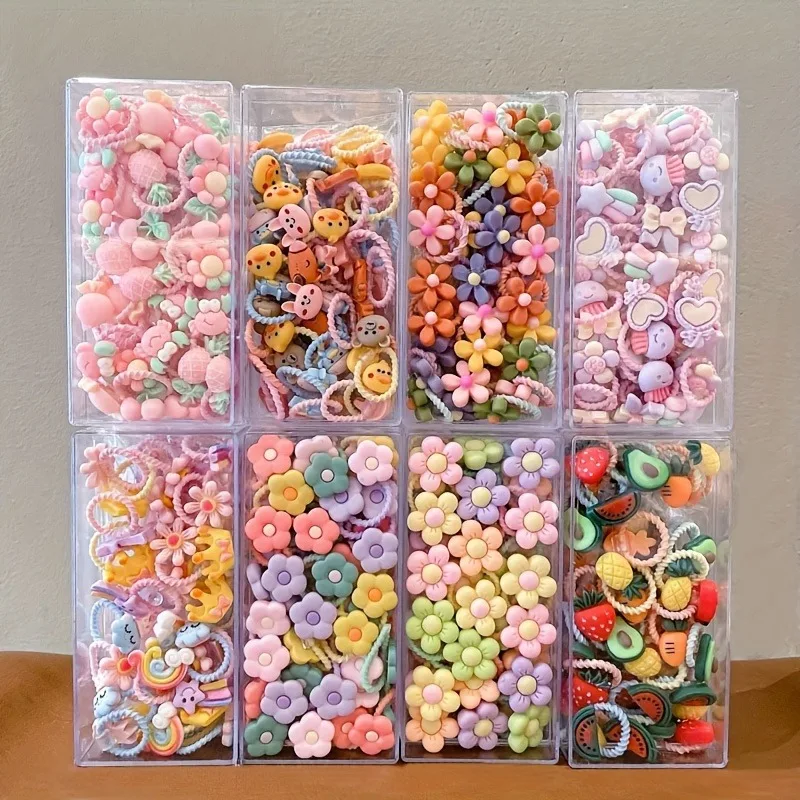 Juego de lazos para el pelo adorable de 20 piezas. | Lazos para el cabello coloridos, elásticos y lisos adecuados para niñas: se pueden usar en cualquier ocasión.