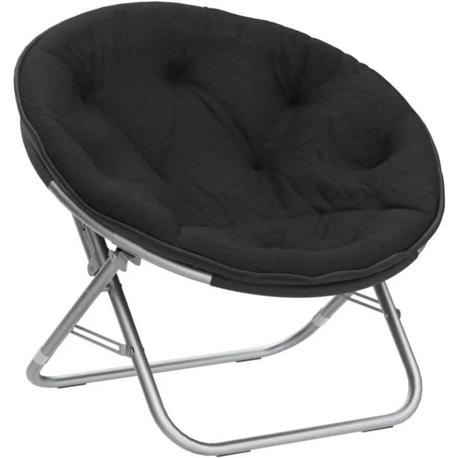 Urban Lifestyle Faux Fur Saucer Chair, One Size, Black