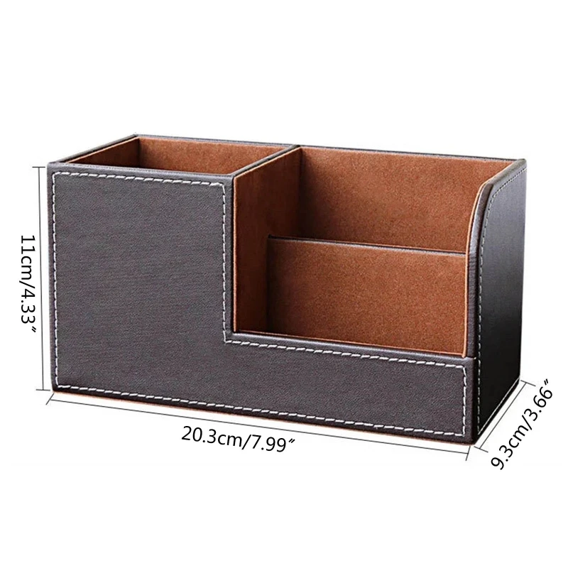 汎用 3 グリッド レザー デスクトップ オーガナイザー ケーブル ストレージ ボックス ホルダー 教室用化粧台 カウンタートップ 寝室用