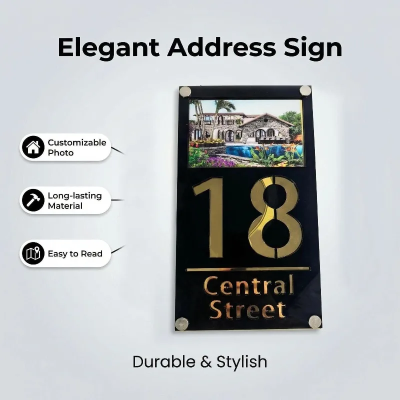 Custom Acrylic House Address Sign Personalized Logo Photo Waterproof Outdoor Yard Garden Door Plaque Wall Home Decoration