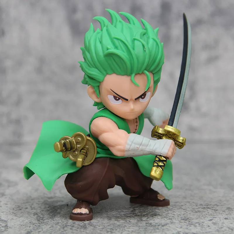 One Piece Figuras Anime para Crianças, Figuras de Ação Zoro Roronoa, Caixa Anfitriã do Computador, Carro Montado Ornamentos, Modelo de Boneca Brinquedos, Versão Q, Presentes