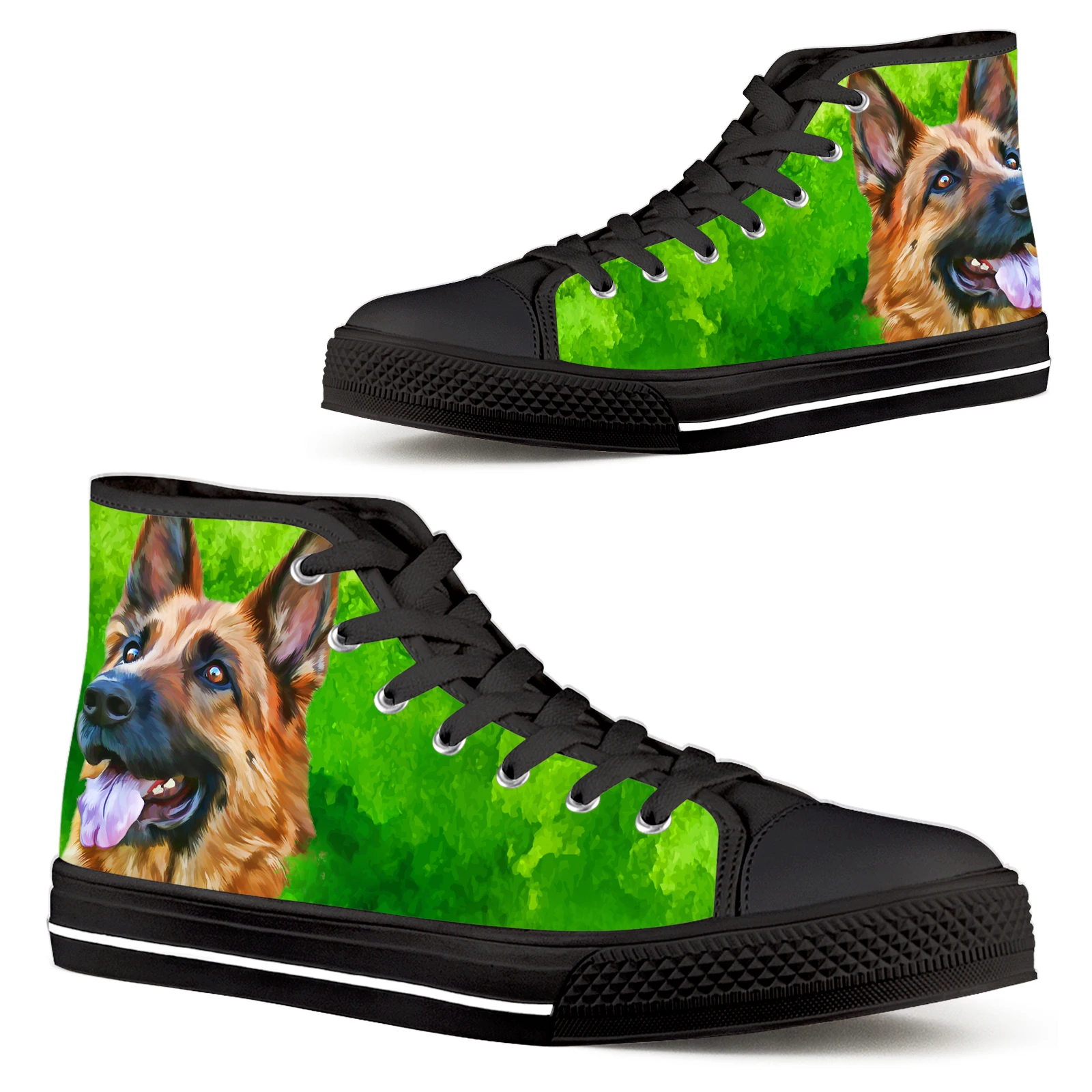 

ELVISWORDS German Shepherd Green High Top Women's Shoes Comfortable Lace-up Gift Shoes For Shepherd Dog Lovers Ladies Shoes