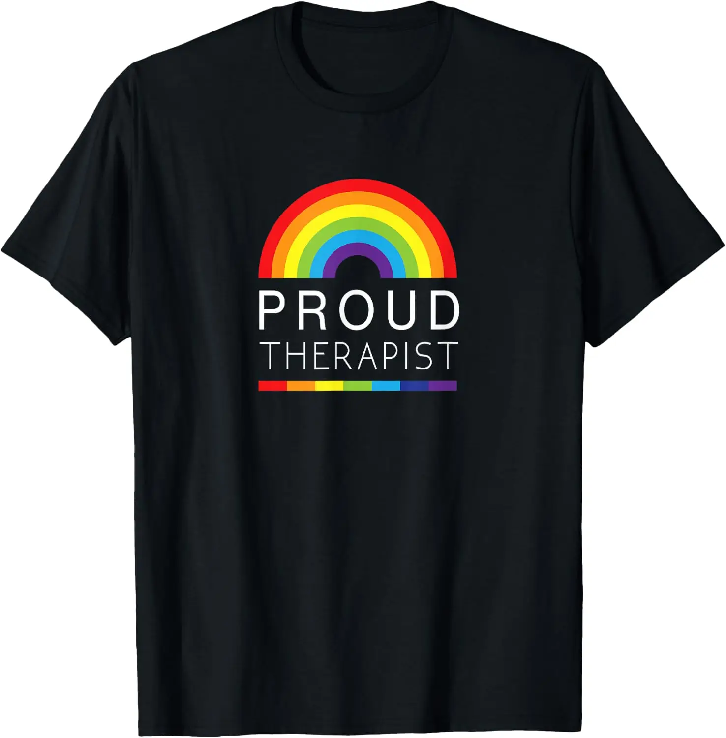 Proud Therapist - LGBTQ Pride Mental Health Professionals T-Shirt 100% Cotton Trendy Y2K Short-Sleeve Tee – Soft, Quick-Drying, & Moisture-Wicking; Ideal for Sports or Casual Wear; Great Gift for Christmas or Halloween.