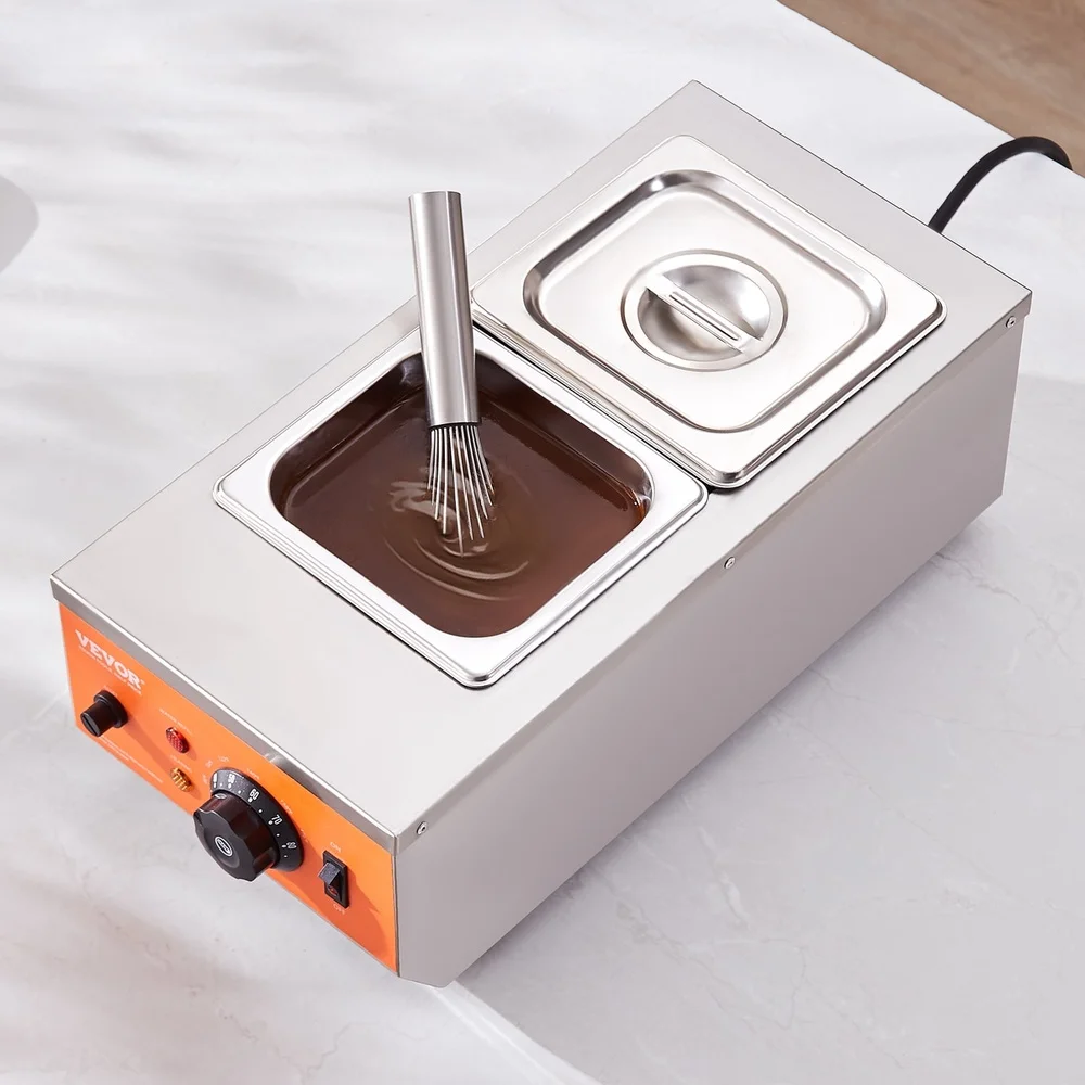 وعاء صهر الشوكولاتة ذو الأسطوانة المزدوجة 9 رطل آلة تقسية من الفولاذ المقاوم للصدأ مع التحكم في درجة الحرارة والمخابز والمطاعم