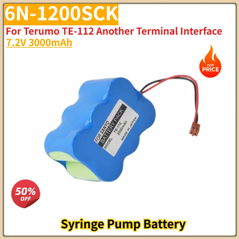 

7.2V 3000mAh High Quality 6N-1200SCK Syringe Pump Battery for Terumo TE-112 Another Terminal Interface Replacement Battery