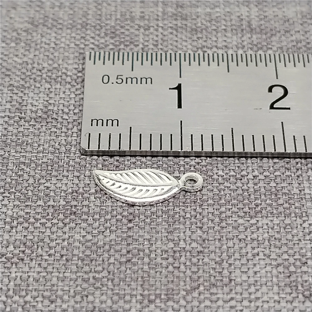 15 Pieces of 925 Sterling Silver Small Leaf Charms 2-Sided for Nature Bracelet Necklace