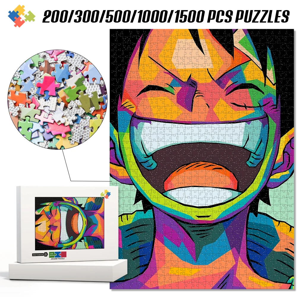 Anime One Piece Oil Paint Luffy Jigsaw Puzzles Thick Sturdy 1000 Pieces Multi Entertainment Game Diy Home Decorfor Anime Lovers
