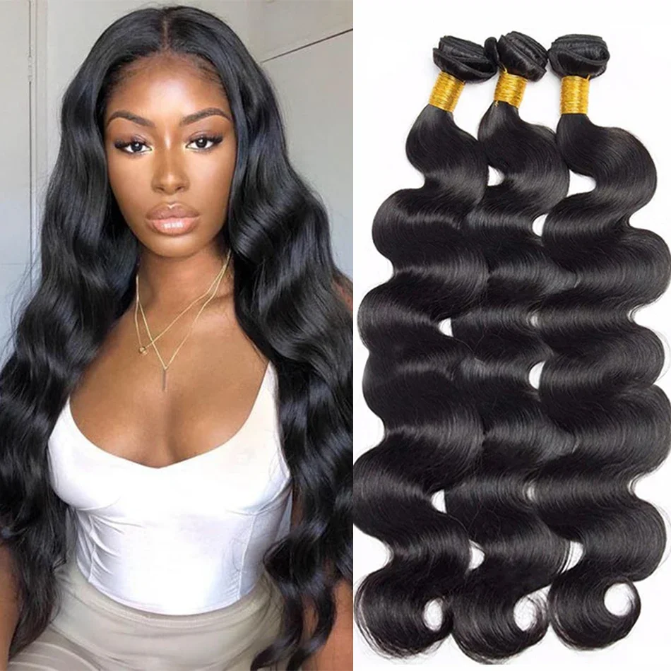 Raw Indian Body Wave Pacotes, Não transformados Cabelo Virgem, 100% Cabelo Humano, Extensões BodyWave, 1 Pacotes, 3 Pacotes, 4 Pacotes Deal, 12A, 30 em