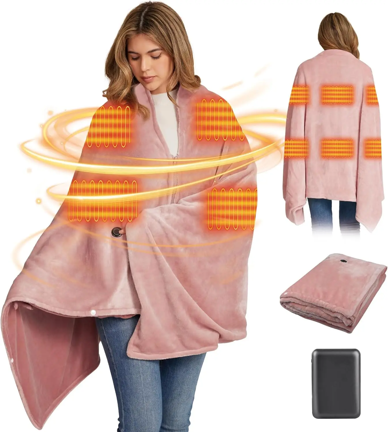 

Беспроводное одеяло с подогревом емкостью 16000 мАч, 3 уровнями нагрева, 6 зон нагрева, портативная шаль с быстрым нагревом