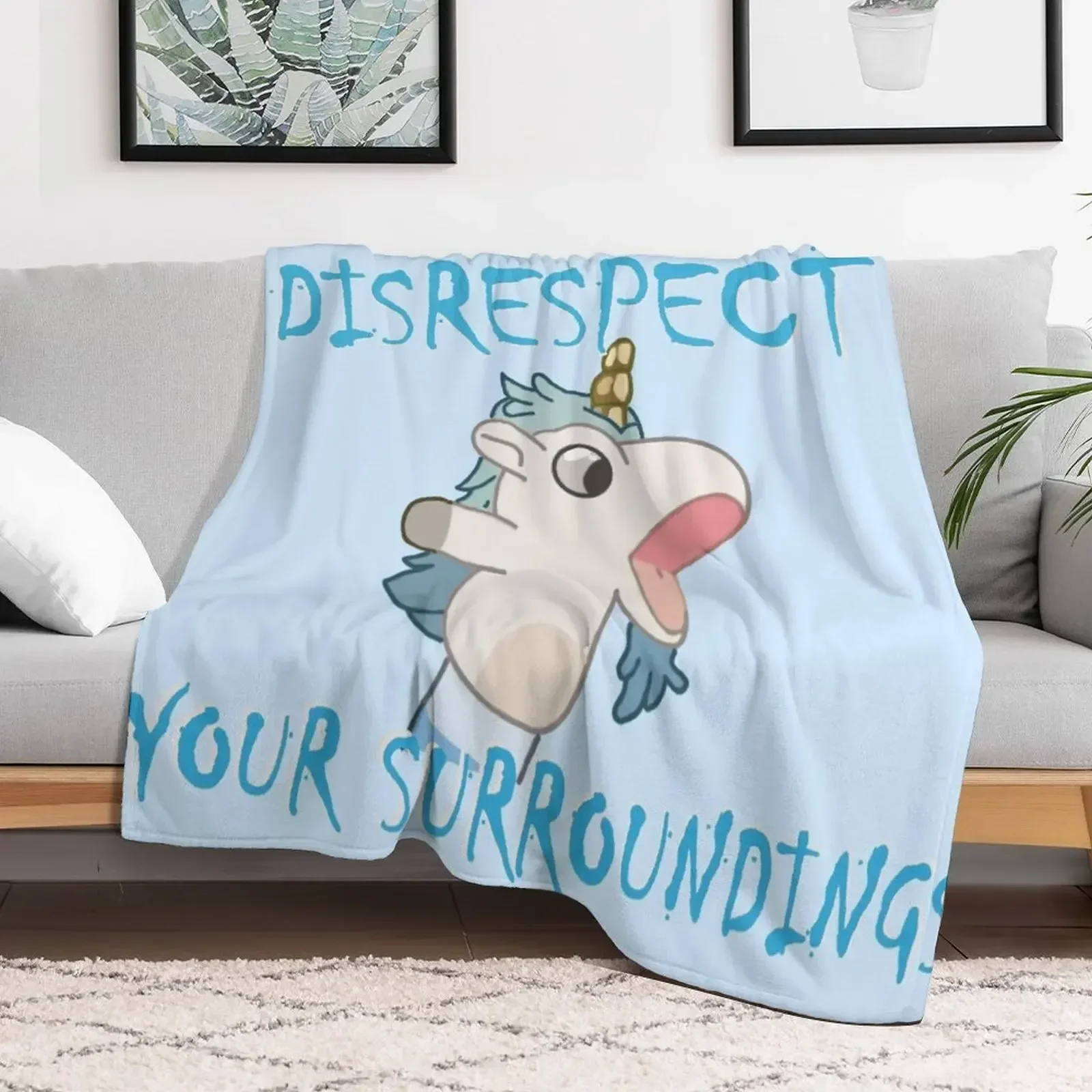 Unicorse Disrespect Your Surroundings Throw Blanket funny gift cosplay anime For Baby Plaid Blankets