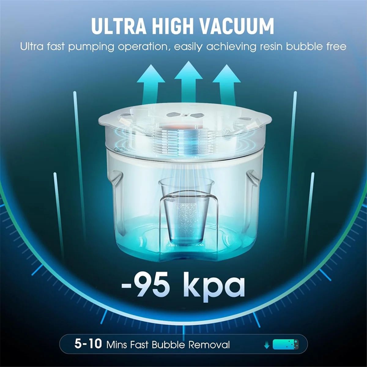 Dispositivo per la rimozione delle bolle di resina, rimozione delle bolle da 2 litri al 99,9% in 5 minuti, degasaggio sotto vuoto per resina epossidica, presa europea artigianale bianca