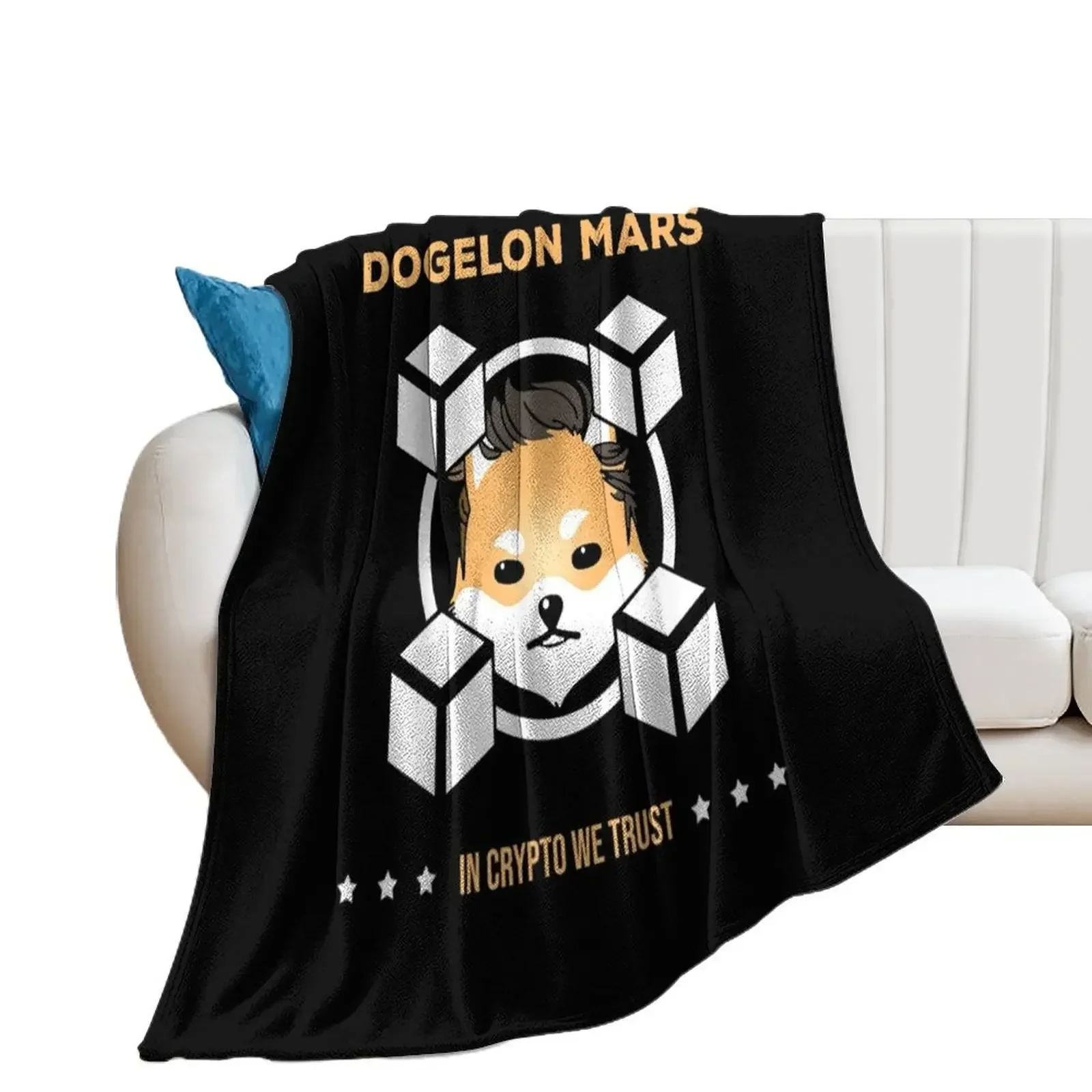 Dogelon Mars In Crypto We Trust Elon Coin Future Millionaire Throw Blanket Summer Beddings funny gift Blankets