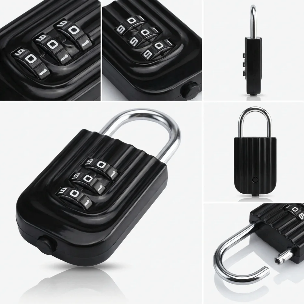 Zinc Alloy Body Resettable Combination Padlock Electroplated Steel Shackle Solid Zinc Alloy Padlock 4-Digit Password