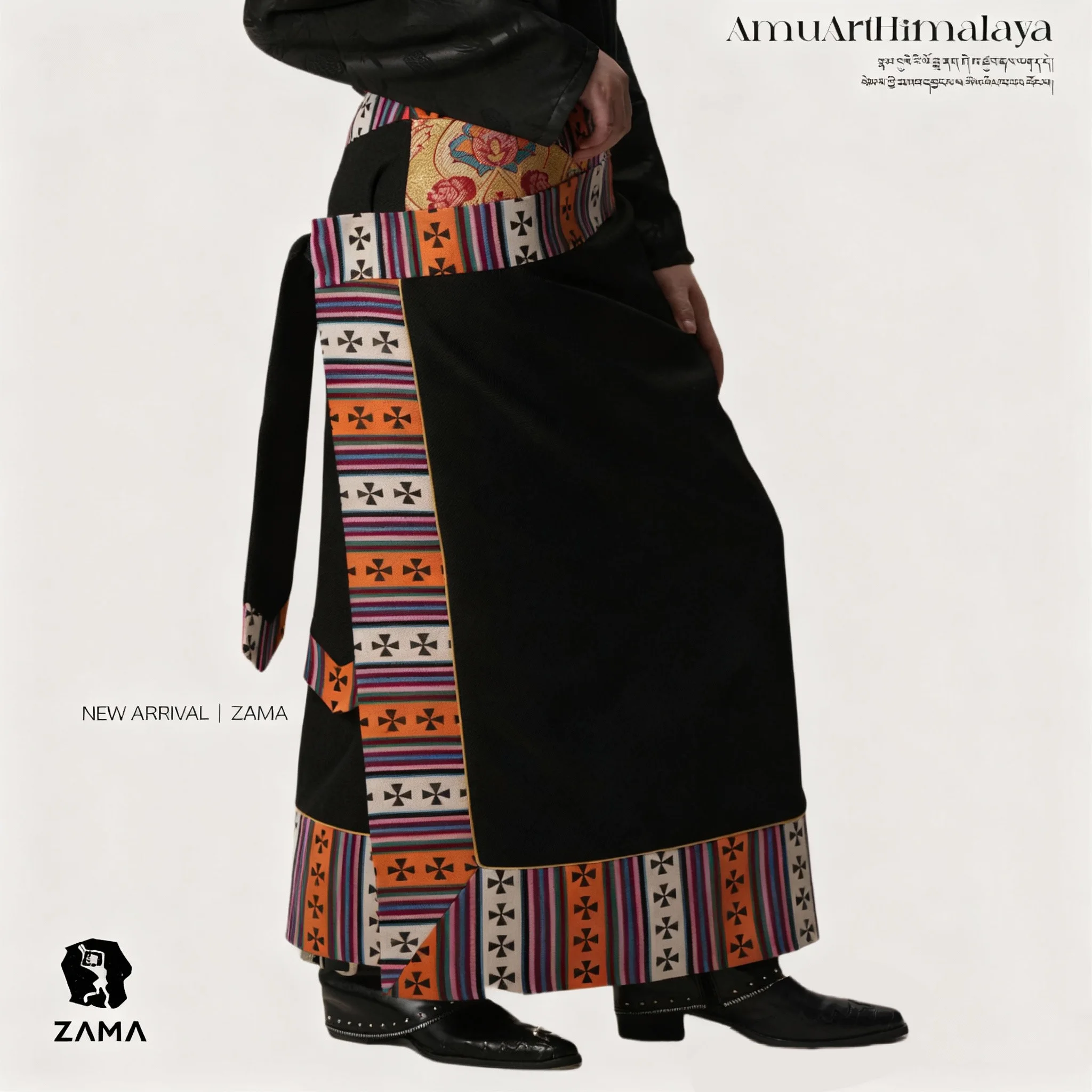 

Women's Easy Zip Wrap-Style Skirt Tibetan Aesthetic Mid-Length Skirt Boho Chic Elegant Slim Fit