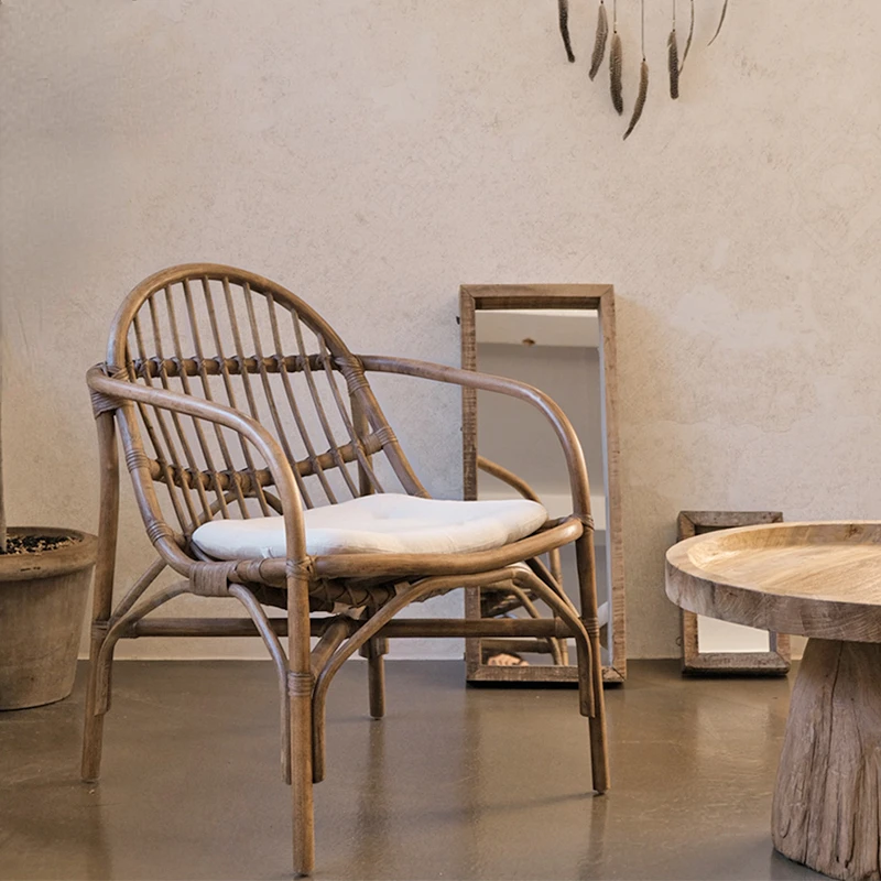 Massivholz Rattan Stuhl Single Rattan Stuhl Sessel Freizeit stuhl