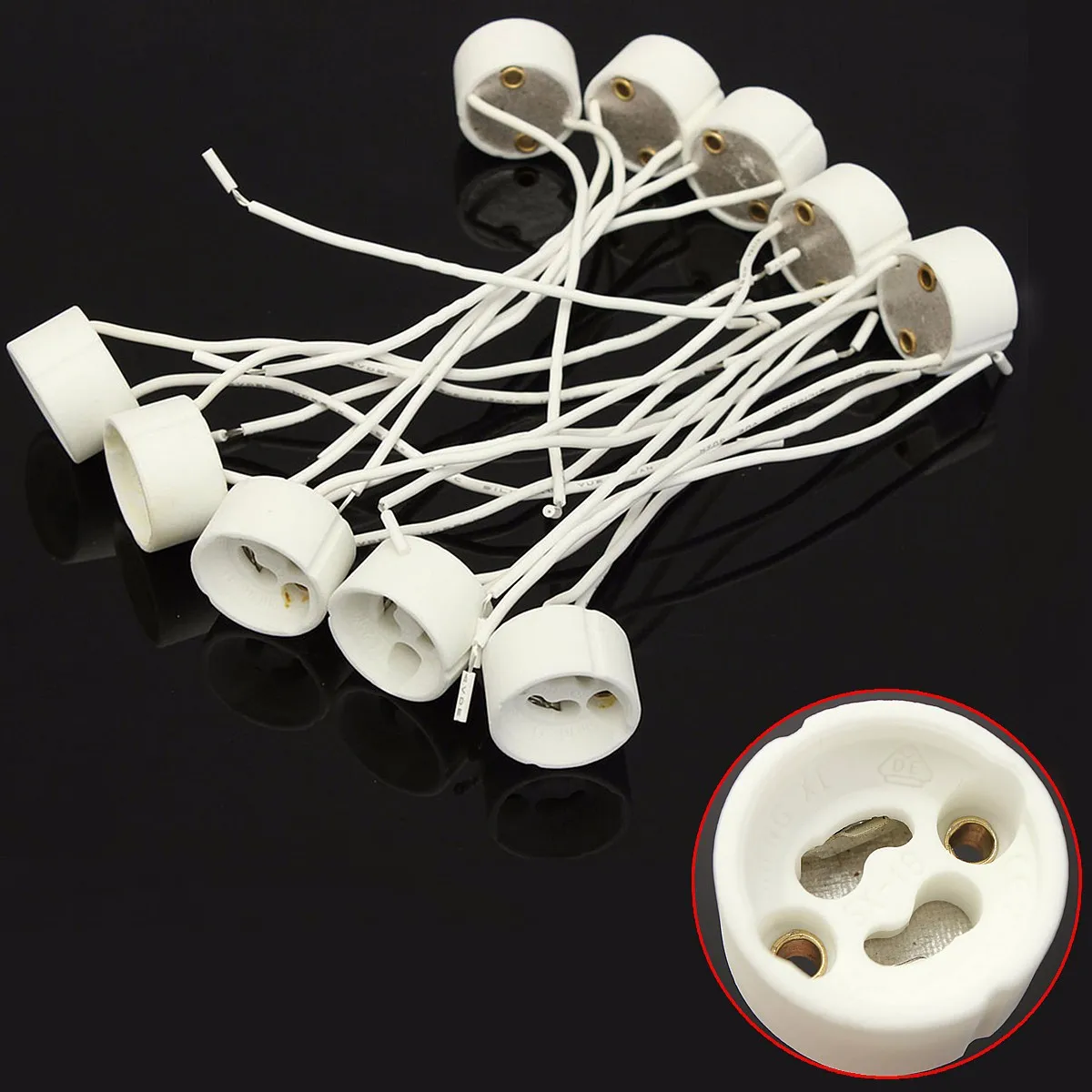 5pcs G9 GU10 MR11 MR16 G4 Crystal Bulb Lamp BASE Ceramic Socket Lamp Holder,Length 20cm,led Beads,led Light,shenzhen Lamps