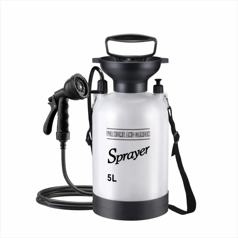 5L Portable Camping Shower Pump, Outdoor Manual Pressure Sprayer With 3M Hose, Multi-functional Shower Tool，Horse cooling