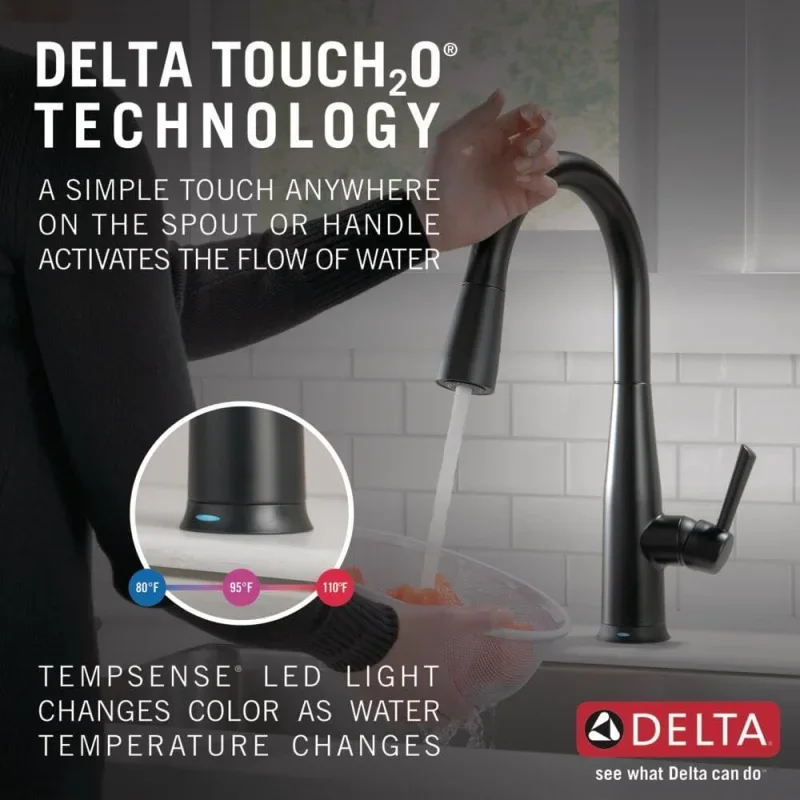 Essa Touch Kitchen Faucet, Matte Black with Pull Down Sprayer