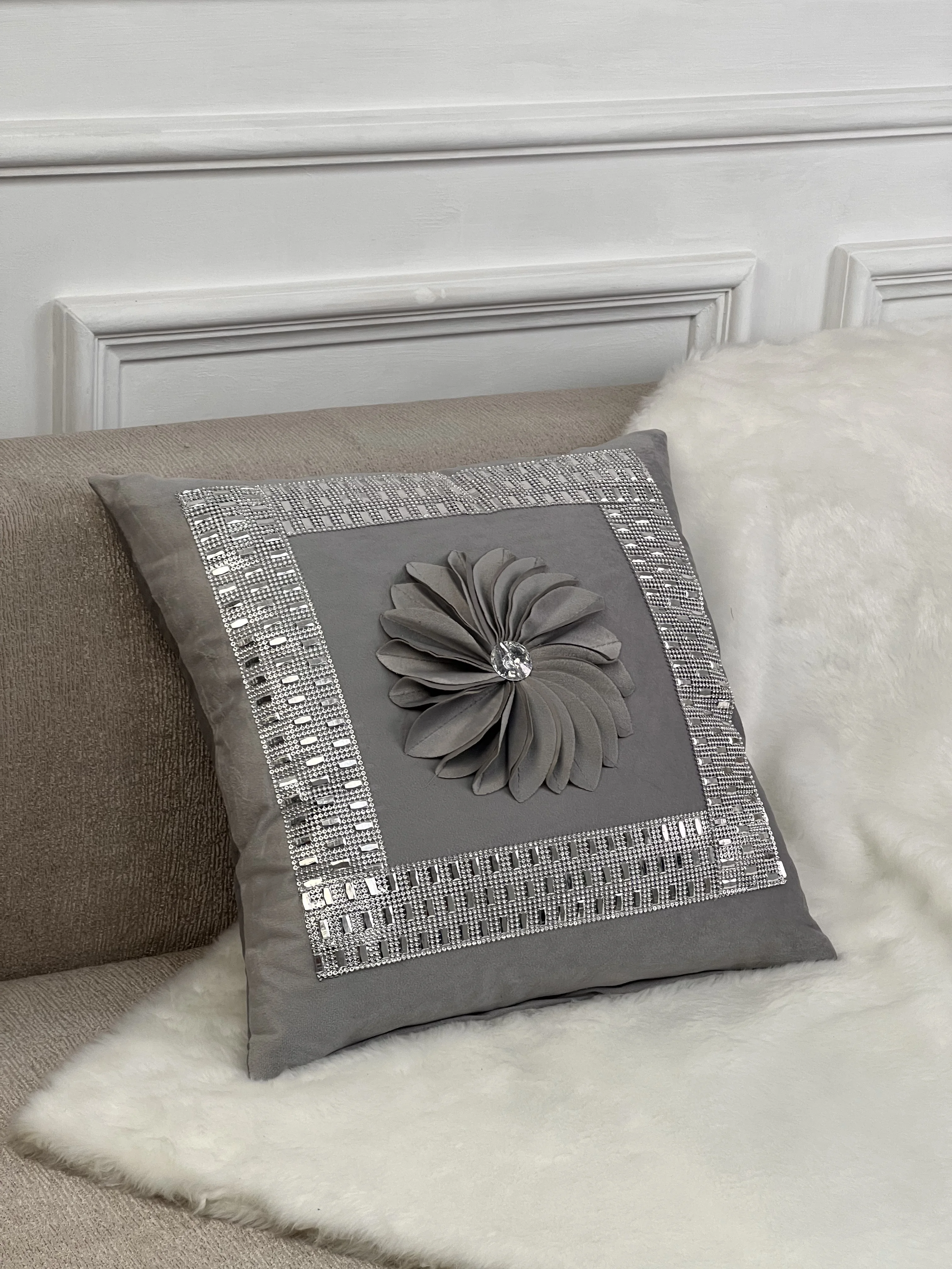 Kissenbezug aus Fleecestoff, Blume, funkelnd, großer Diamant, Sofadekoration, Wohnzimmer, Schlafzimmer