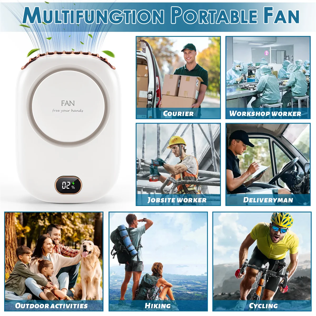 旅行用ミニUSB充電式ファン,ハンドヘルド,ポータブル,サイレント,小型,電気,冷却ファン,白