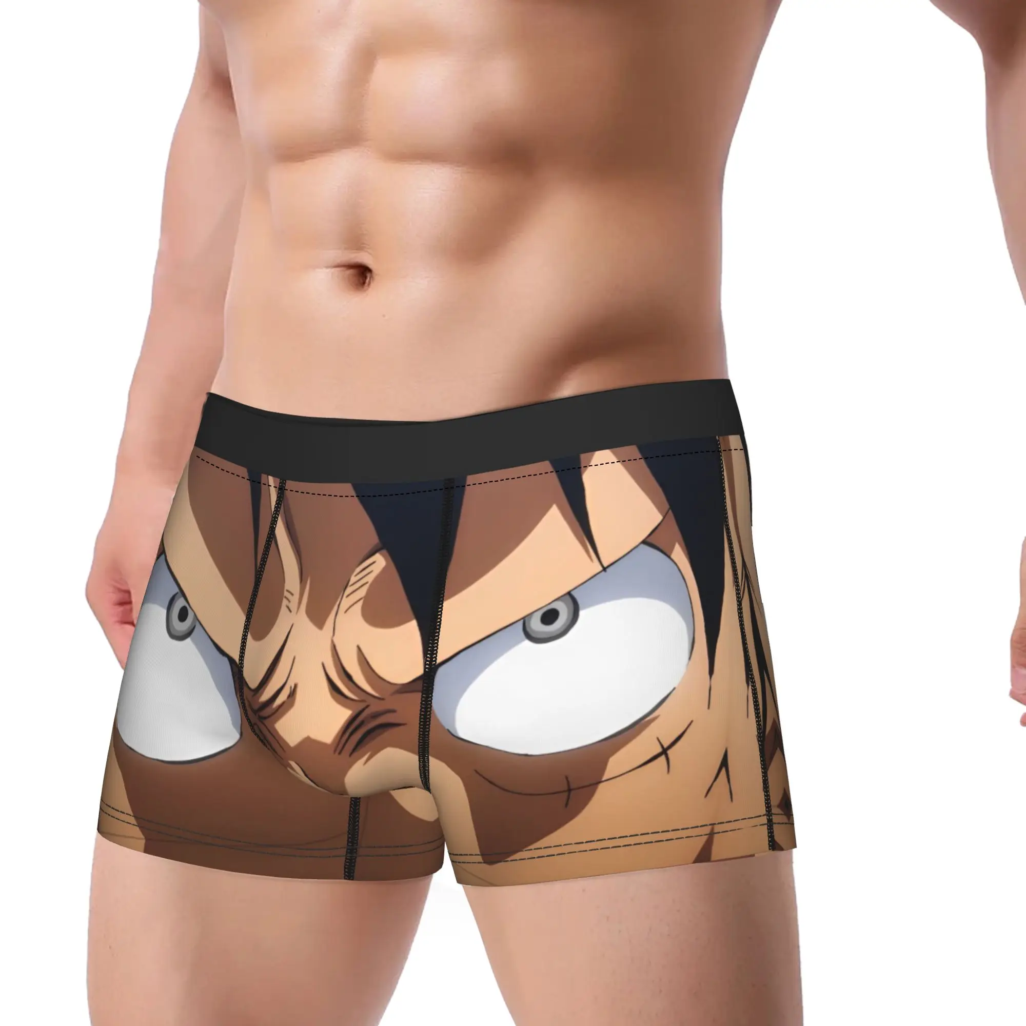 Men's Boxer Briefs Shorts Panties Anime One Piece   Soft Underwear Luffy Eyes Homme Fashion M-XXL Underpants