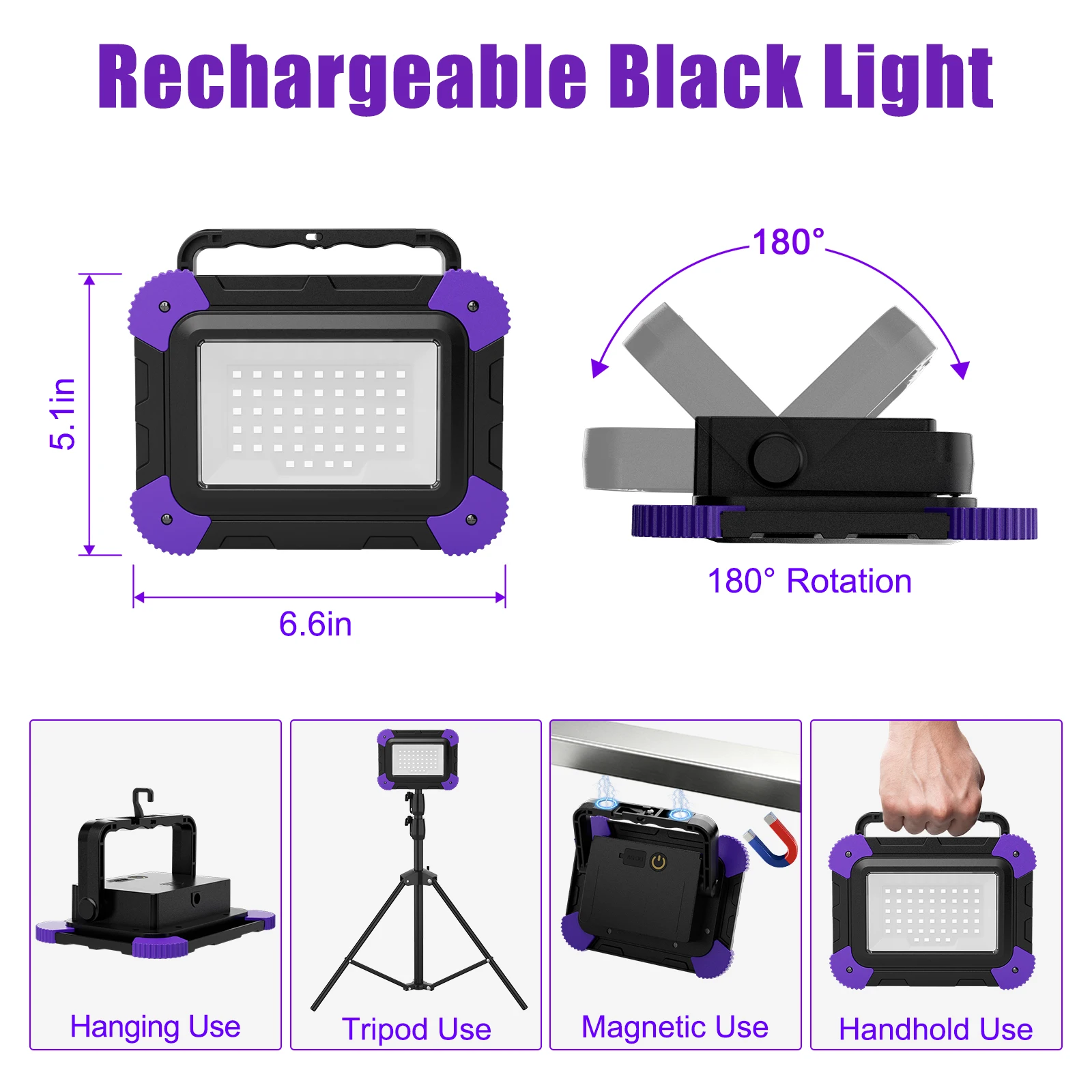 1/2 pcs UV Black Lights Work Light Stage Blacklight Ultraviolet Flood Effect Light for Halloween Xmas Dance DJ Disco Party