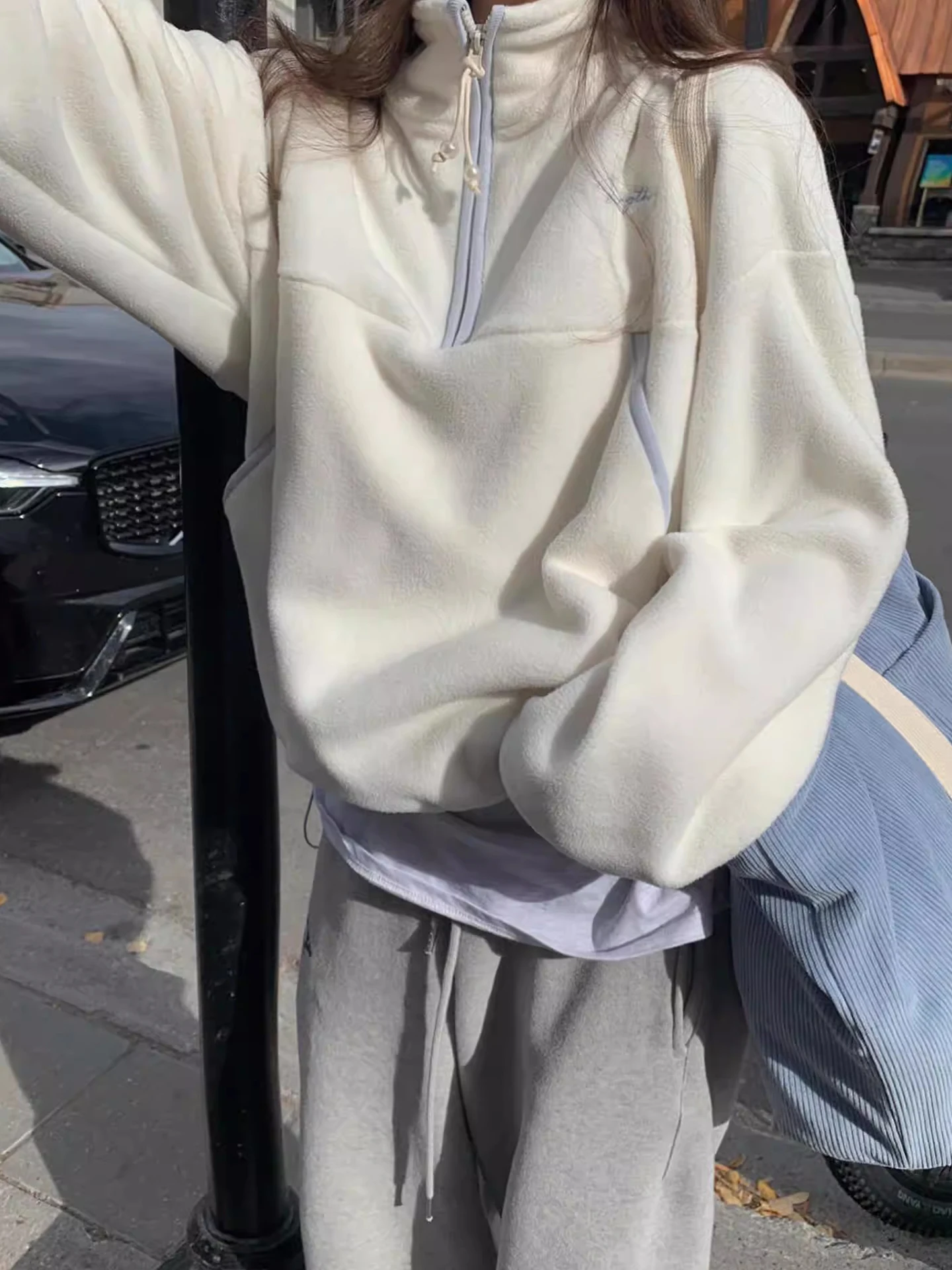 

Gagarich Niche, универсальная толстовка с высоким воротом и полумолнией контрастного цвета, женская осень-зима 2025, новая свободная повседневная плюшевая куртка