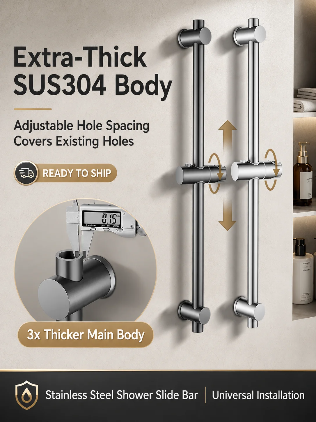 �y�Z�[�����z�h�����s�v�̃V�����[�X���C�h�o�[ SUS304 �X�e�����X�| ���߉\�ȃV�����[�w�b�h�z���_�[���[�� �Ǌ|���� �����p���t�e�B���O���b�h�A�N�Z�T���[