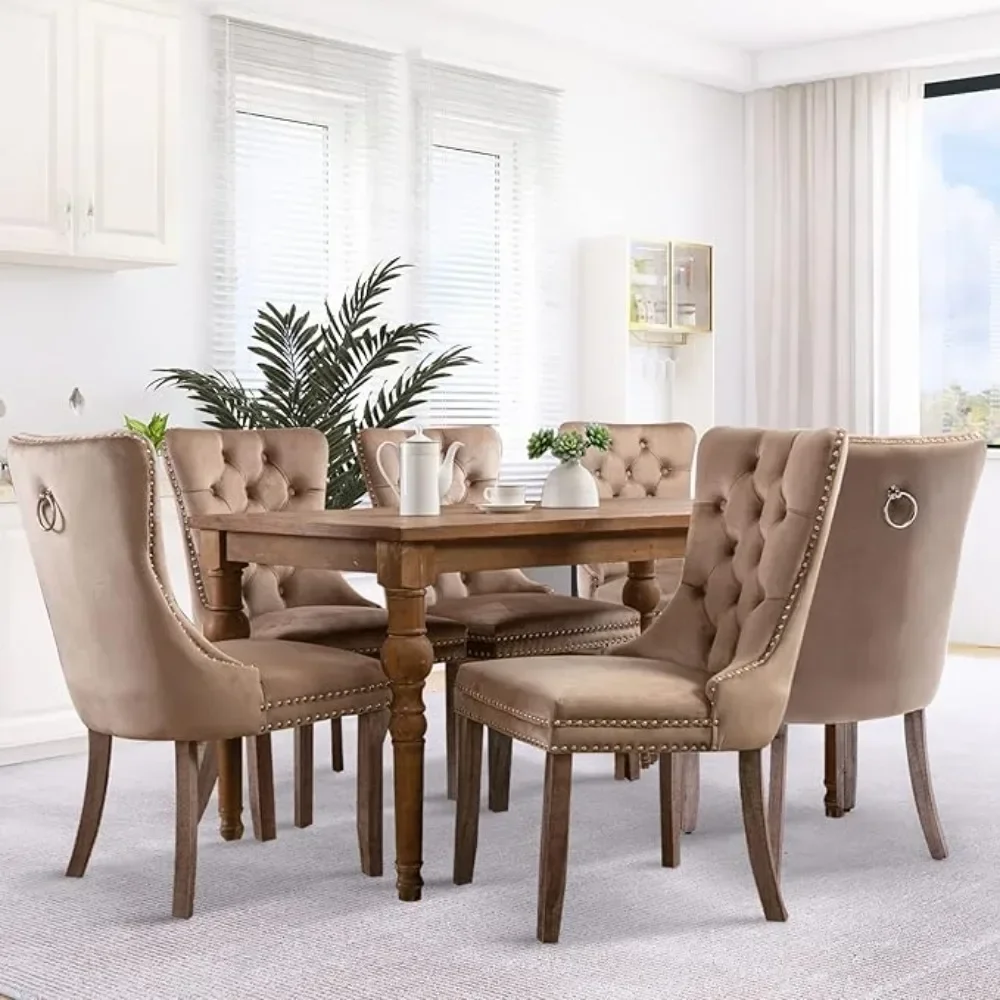 

Velvet Dining Chairs, Tall Back Side Chair, Modern Upholstered High-end Tufted Side Chair with Button Back Ring