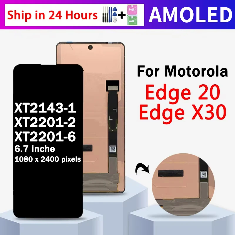 Original For Motorola Edge 20 Edge20  XT2143-1 LCD Screen Touch Digitizer Assembly For Motorola Edge X30 XT2201-2-6 Display