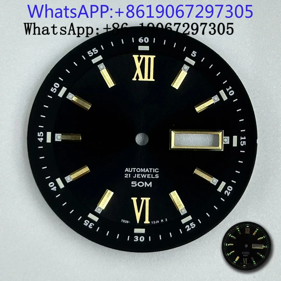 2025 خمر العربية الرومانية مقياس مزدوج أسود أمة الله ساعة الطلب مناسبة لحركة NH35/36 Nh35 استبدال أجزاء وزارة الدفاع