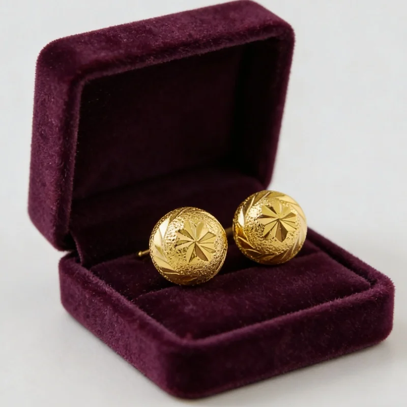 New Arrival 24k Gold Color Filled Mushroom Round Stud Earrings For Women Fashion Jewelry Birthday Gift