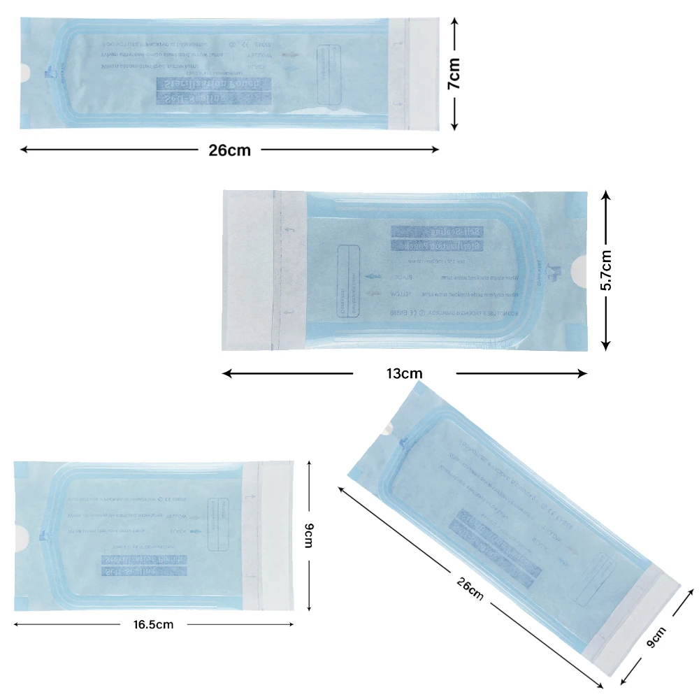 200Pcs Self-sealing Sterilization Pouch Bags 4 Size Dental Instrument Bag Disposable Nail Tattoo Accessories Tool Storage Bag