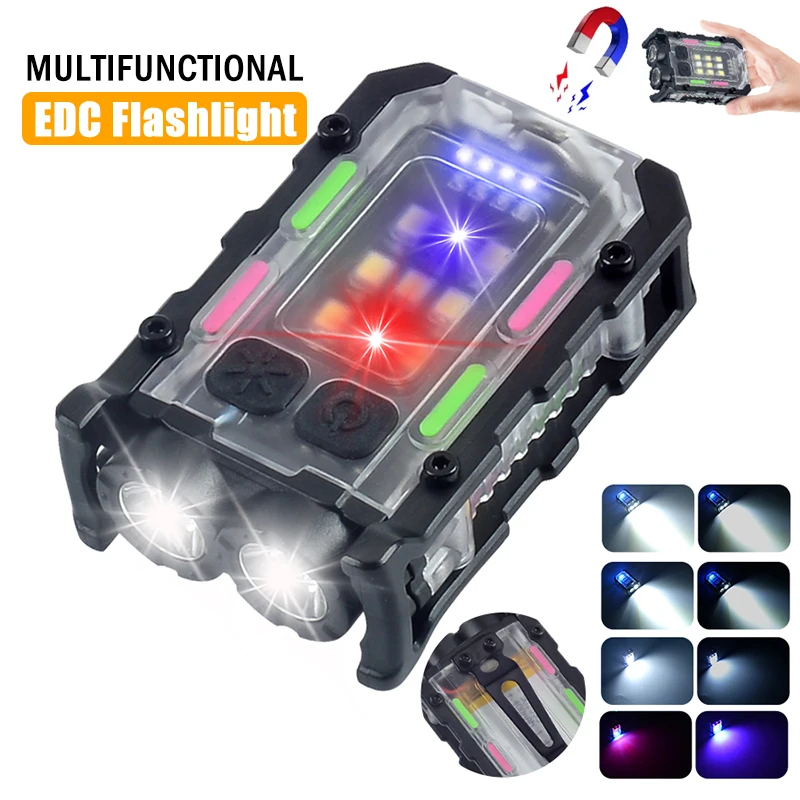 Mini lampe de poche LED aste de type C, 8 modes d'éclairage, torche avec clip hap, queue magnétique, lampe de poche d'urgence extérieure, injuste