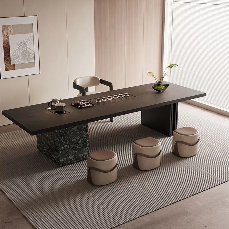 All solid wood light luxury island tea table tea set tea table a complete set, home living room office