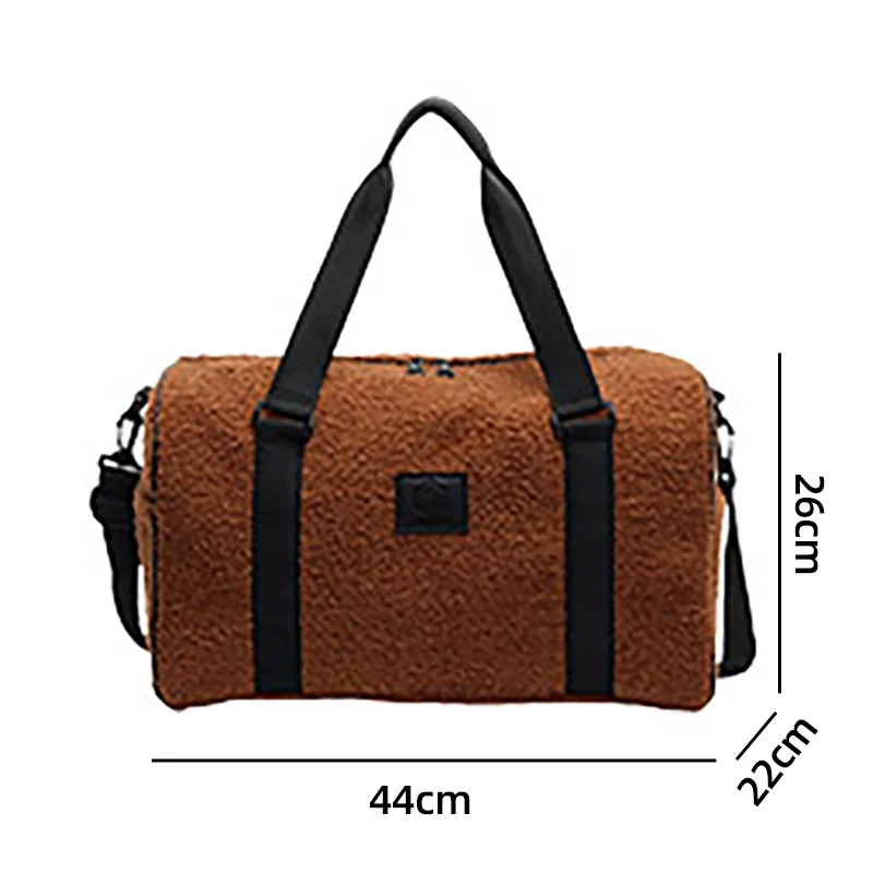 Sports Training Yoga Crossbody Bag Fluffy Soft Gym Bag Travel Shoulder Bag Short Trip Handbag Lightweight Winter Commuting Bag