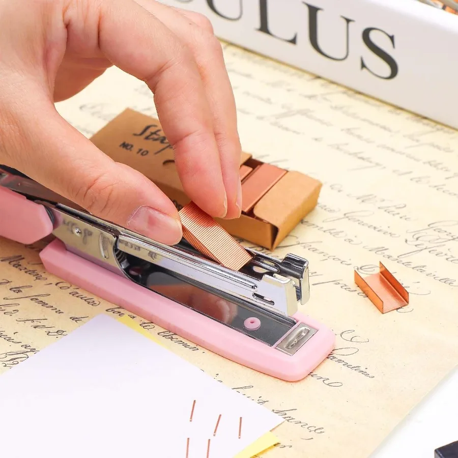 Colored Mini Staple Refills for Mini Stapler Jam Free 1000pcs Pack 4 Packs No.10 Total