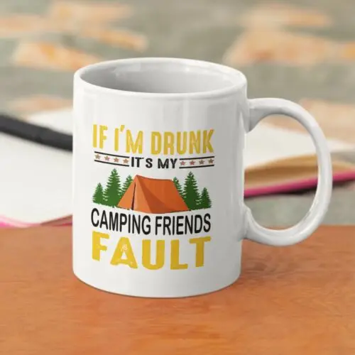 Camping Mug 11oz White Ceramic Coffee / Tea Mug 