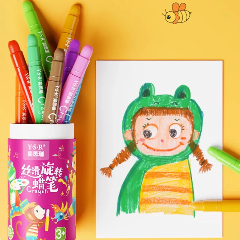 

12/24/36 Colors Crayon Set Children's Painting Safe and Non-dirty Hand Rotating Colorful Stick Kindergarten Art Supplies