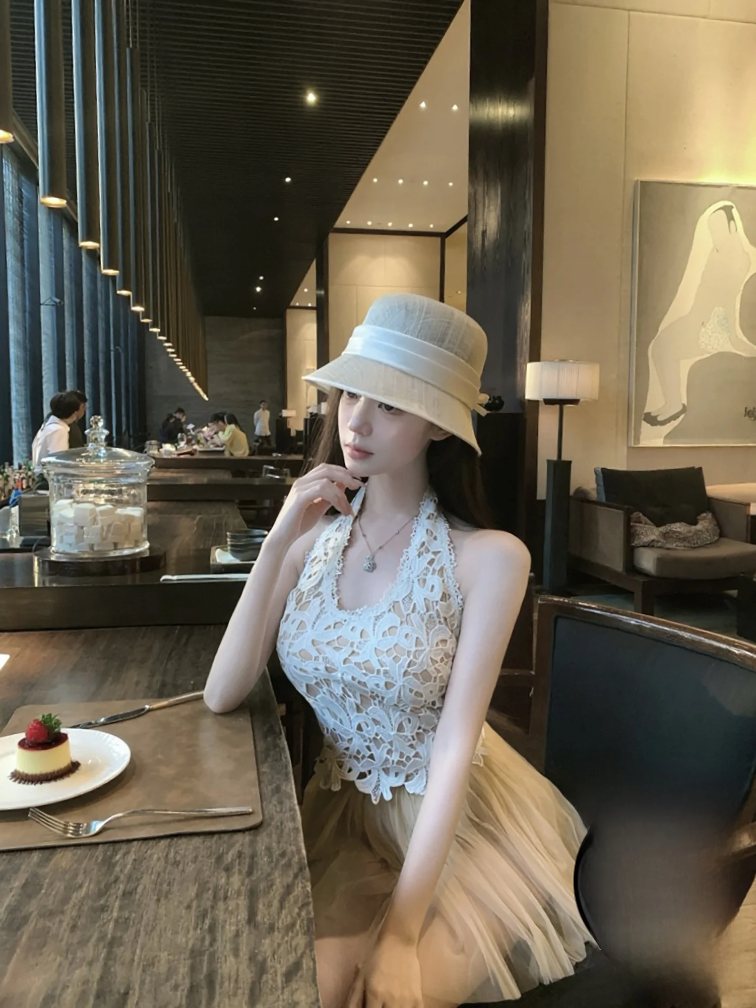 

Kubiliv Heavy Embellied Lace Trim ter Bal Crop Top Slimming Vest Women's Faion Commute Sle Summer Collection