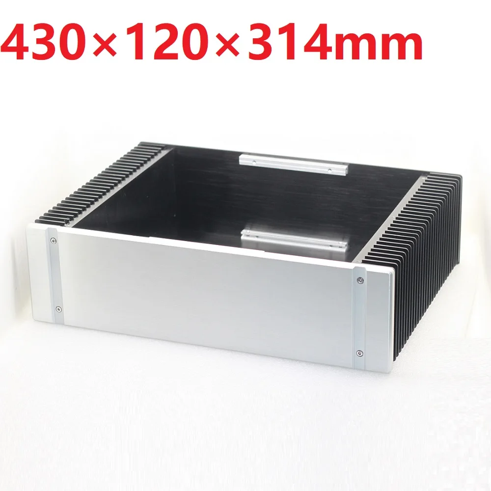 W430 H120 D314 DIY Heatsink Power Amplifier Chassis Aluminum Enclosure DAC Decoder Headphone Amp Housing Rear Class Tube Case