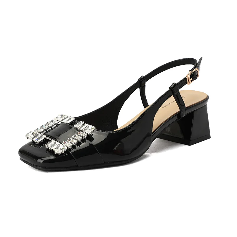 

2022 Summer Women's Heeled Sandals High Quality Soft Genuine Leather Pumps Ladies Fashion Casual Black Mary Jane Shoes