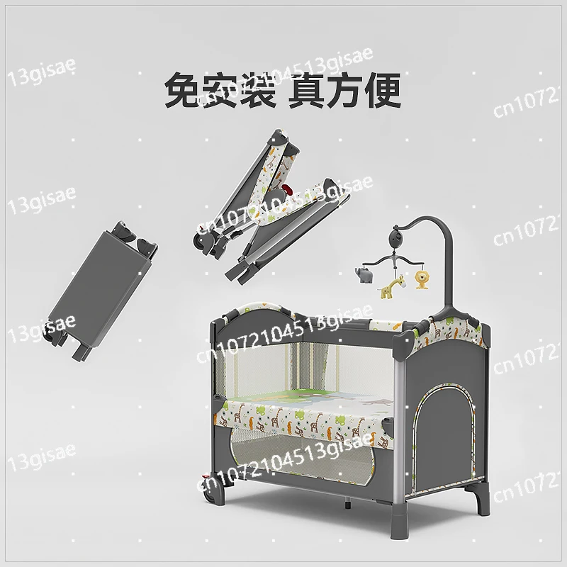 Foldable and Movable Newborn Crib Multifunctional ALES Splicing Large Bed