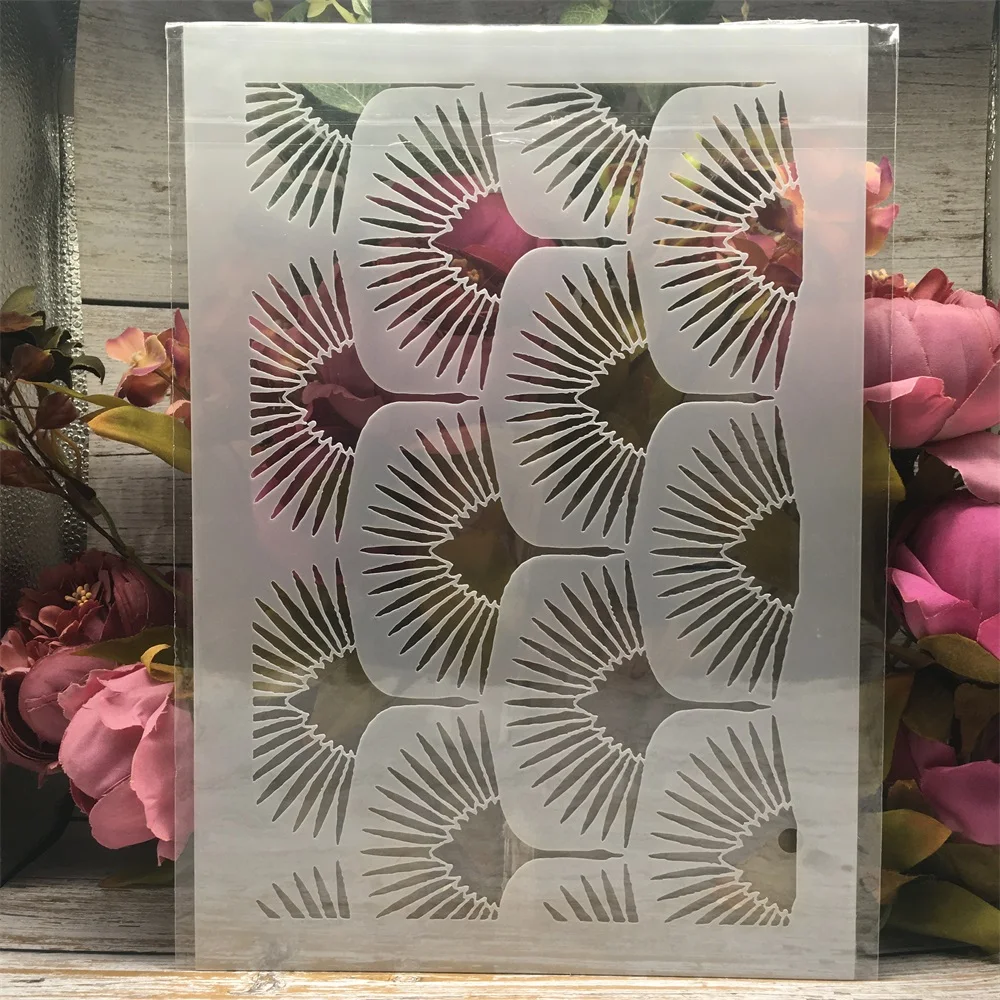 A4 29 cm Nadel Blätter Textur DIY Schichtung Schablonen Wand Malerei Sammelalbum Färbung Präge Album Dekorative Vorlage