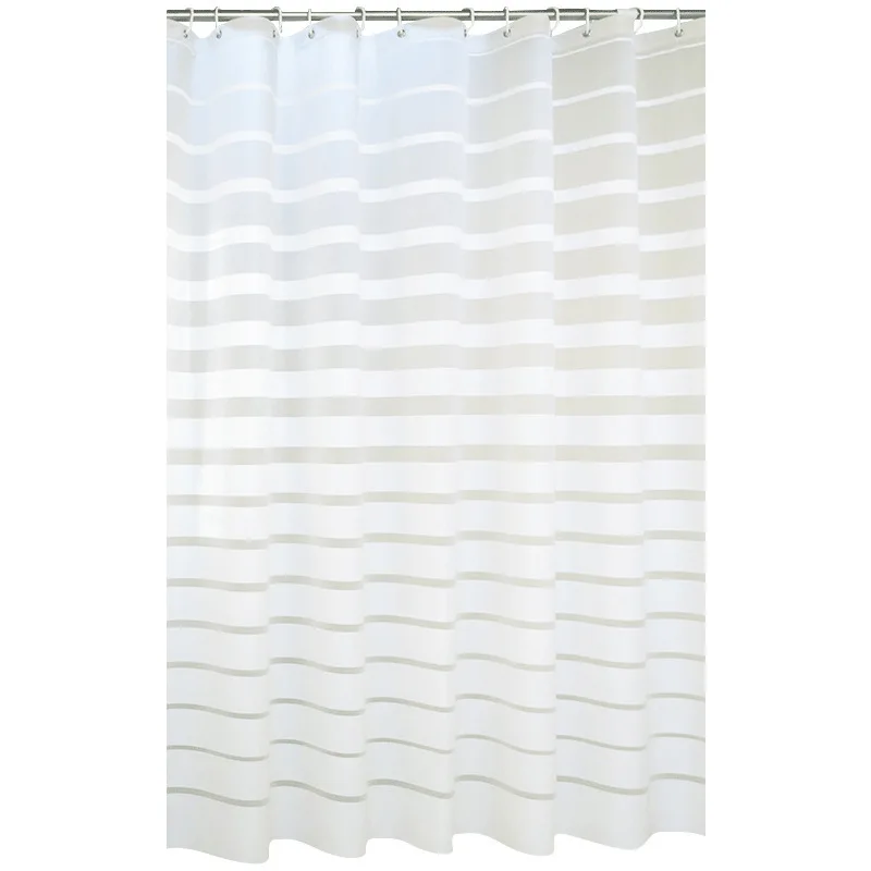 Plastic PEVA Waterproof Shower Curtain Transparent White Stripe Bathroom Curtain Luxury Bath Curtain NEW