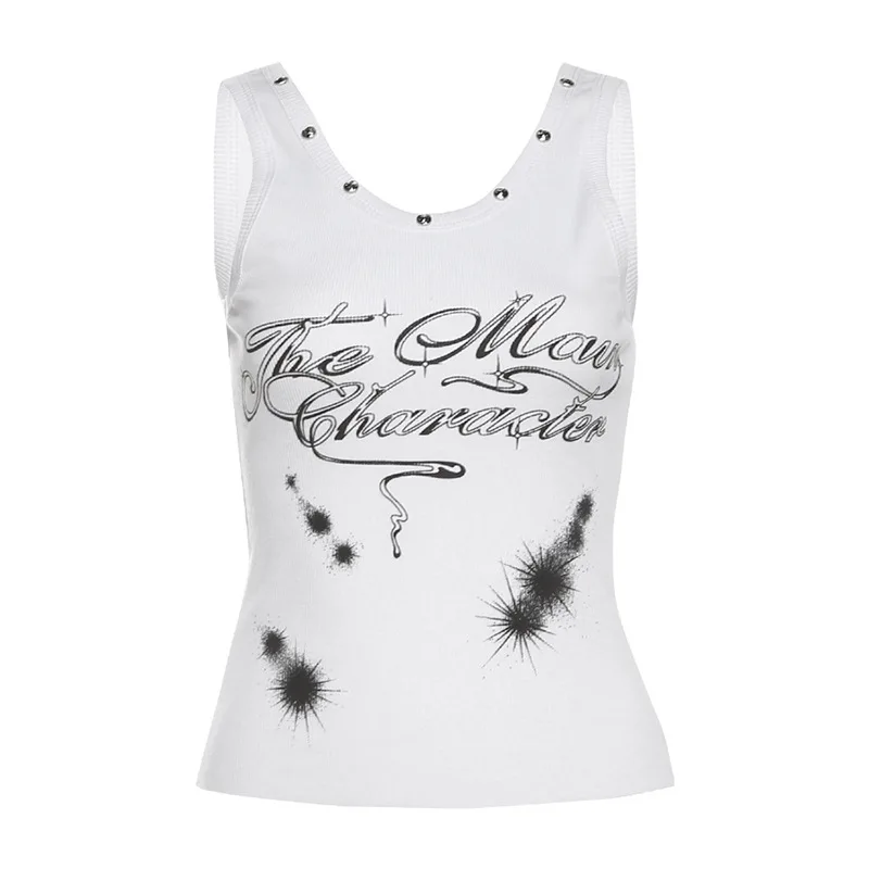 2025 Primavera Nuovo Abbigliamento da donna Tinta unita Slim-fit Street Fashion Girocollo senza maniche Gilet stampato da donna