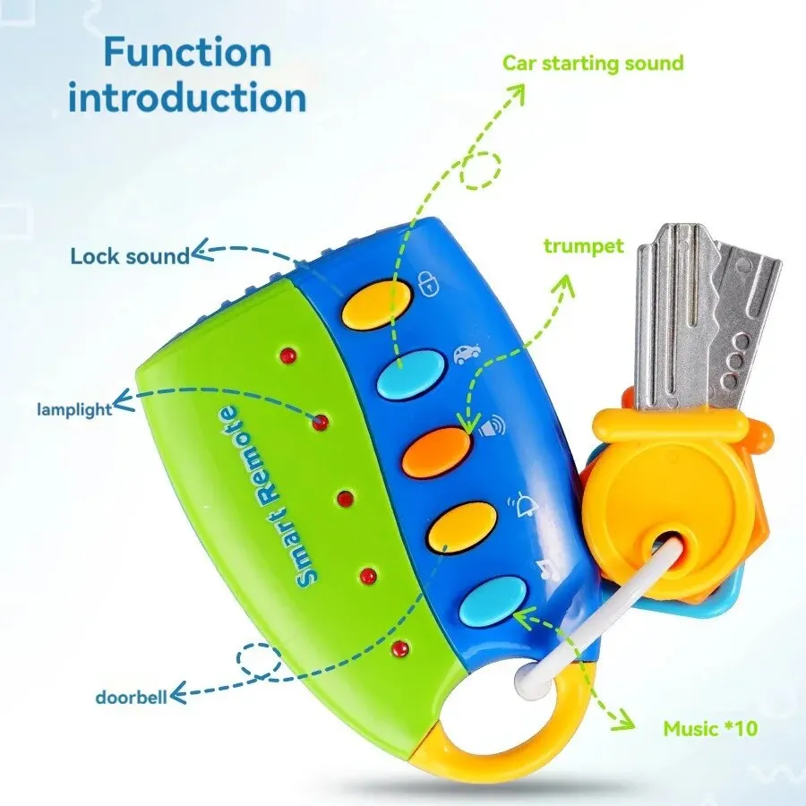 Pendidikan dini bayi dengan lampu dan simulasi musik kunci mobil Simulasi efek suara mobil pendidikan dini mainan menyenangkan pendidikan