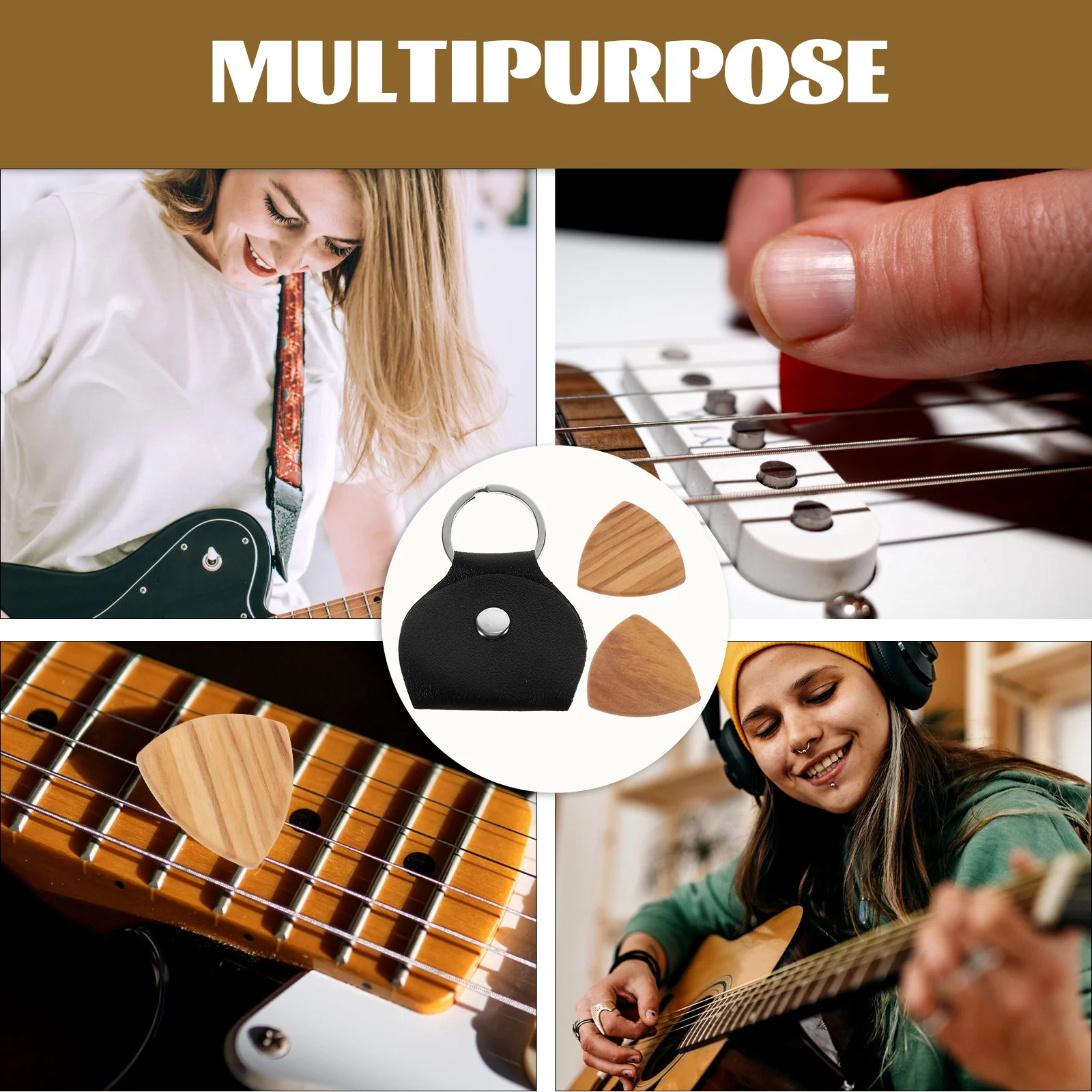 

1Set Guitar Pick Holder PU Picks Case for Acoustic Electric Bass Guitar Portable String Instrument Accessory Gift