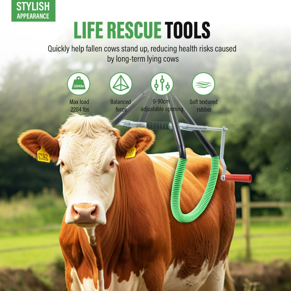 Stainless Steel Cow Lifting Aid Multipurpose Livestock Standing Assist Tool Cattle Hoist Weighing Helper with Adjustable Opening