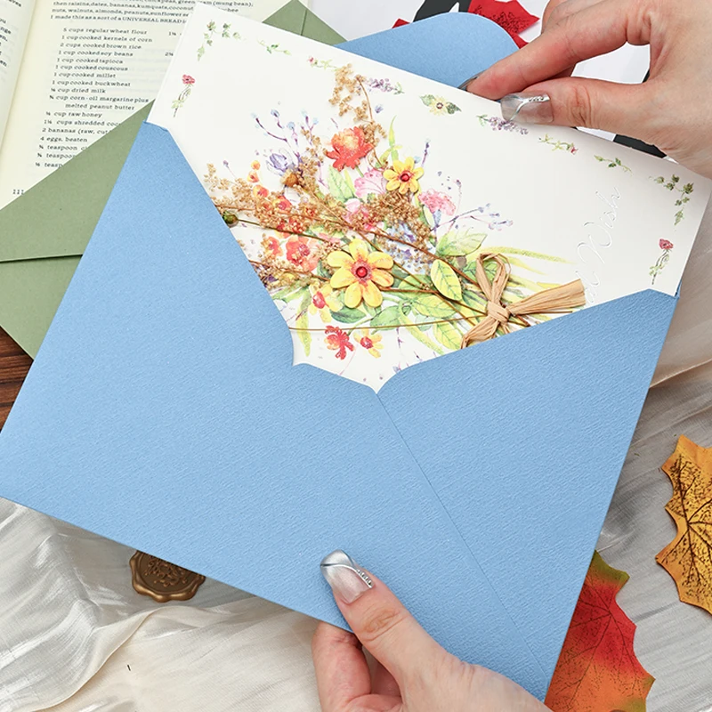 

10pcs 21.5x15.5cm Blue Envelopes for Wedding High-grade 250g Paper Invitation Small Business Stationery Supplies Storage Bag